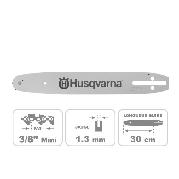 Guide-chaine monobloc  3/8" Mini -1.3mm 30 CM HUSQVARNA