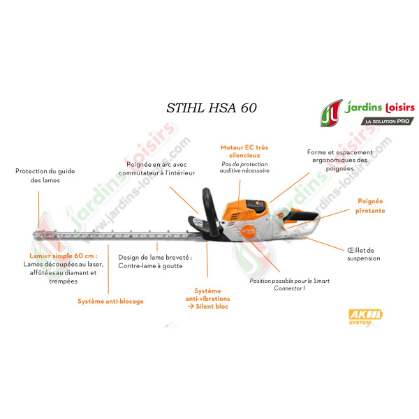 Taille haie batterie STIHL HSA 60 batterie + chargeur