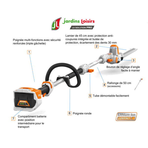 Taille haies sur perche à batterie HLA56 STIHL