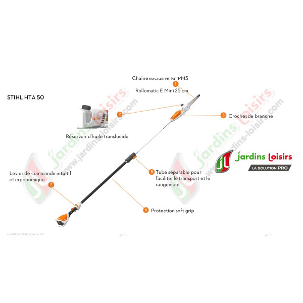 Perche élagueuse à batterie HTA 50 STIHL